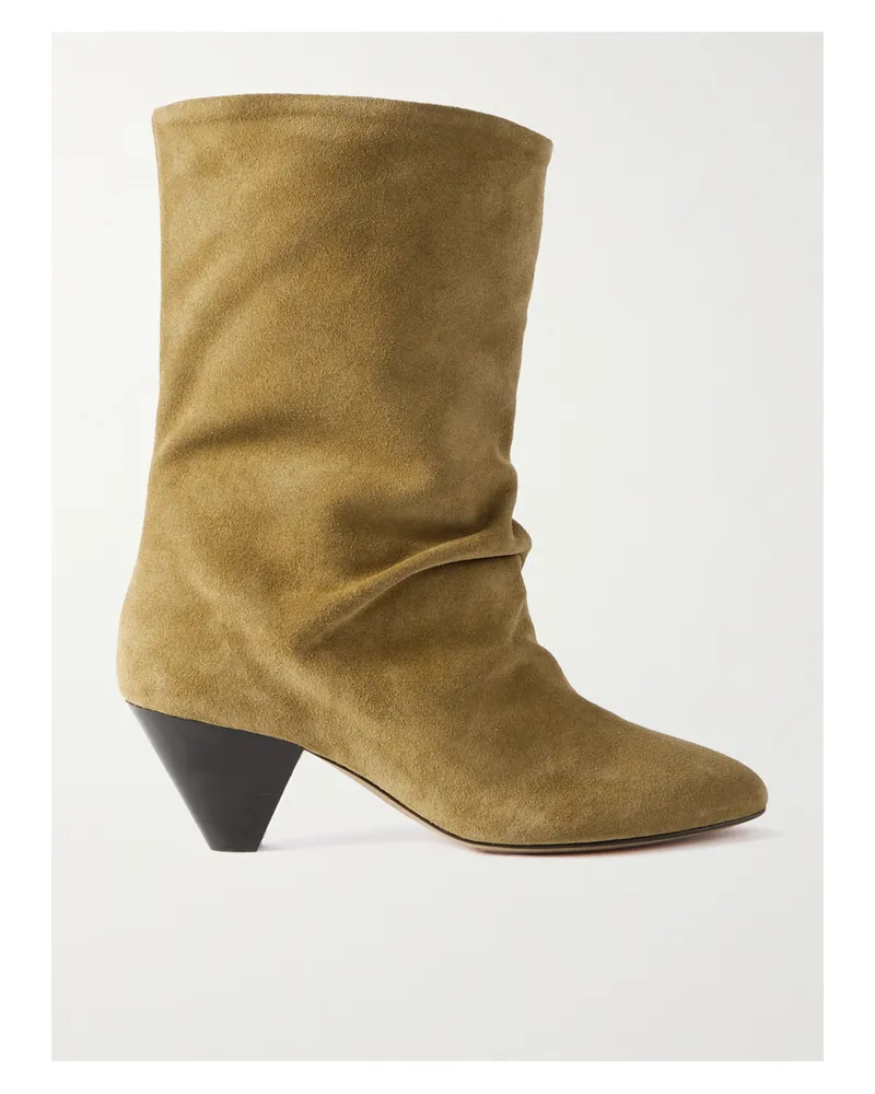 Isabel Marant Reachi Stiefel Aus Veloursleder Mit Raffungen - Braun Braun