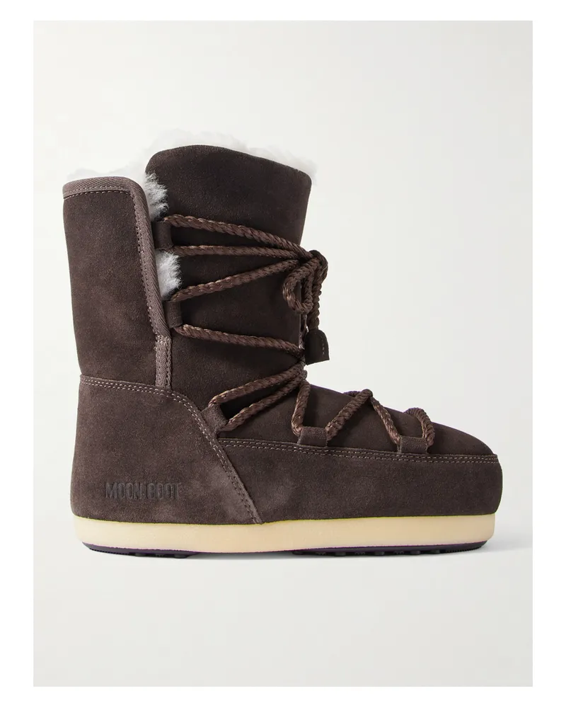 Moon Boot Evx Schneestiefel Aus Veloursleder Mit Shearling-futter - Braun Braun