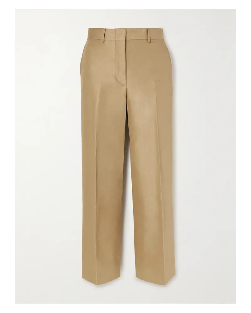 Brioni Hose Mit Geradem Bein Aus Twill Aus Einer Mischung Aus Baumwolle, Leinen Und Seide - Braun Braun