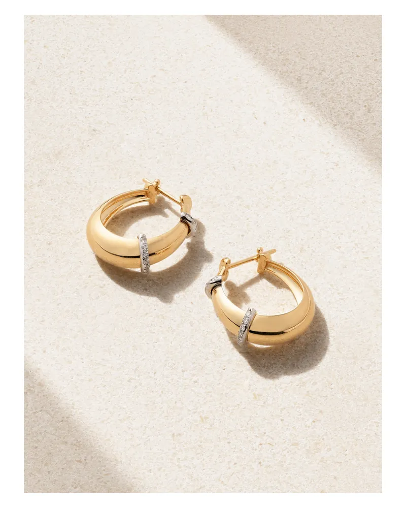 L’Atelier Nawbar Buoy Creolen Aus 18 Karat Gelbgold Und Rhodiniertem Weißgold Mit Diamanten Gold