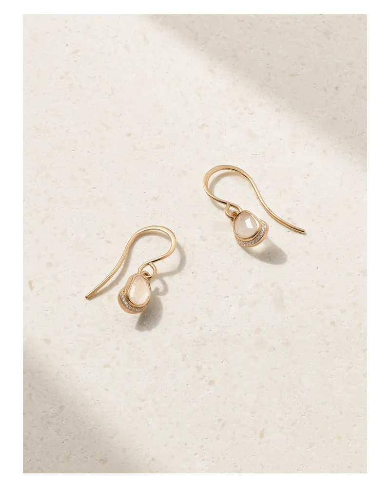 Melissa Joy Manning Crescent Moon Ohrringe Aus Recyceltem 14 Karat Gold Mit Diamanten Und Mondsteinen Gold