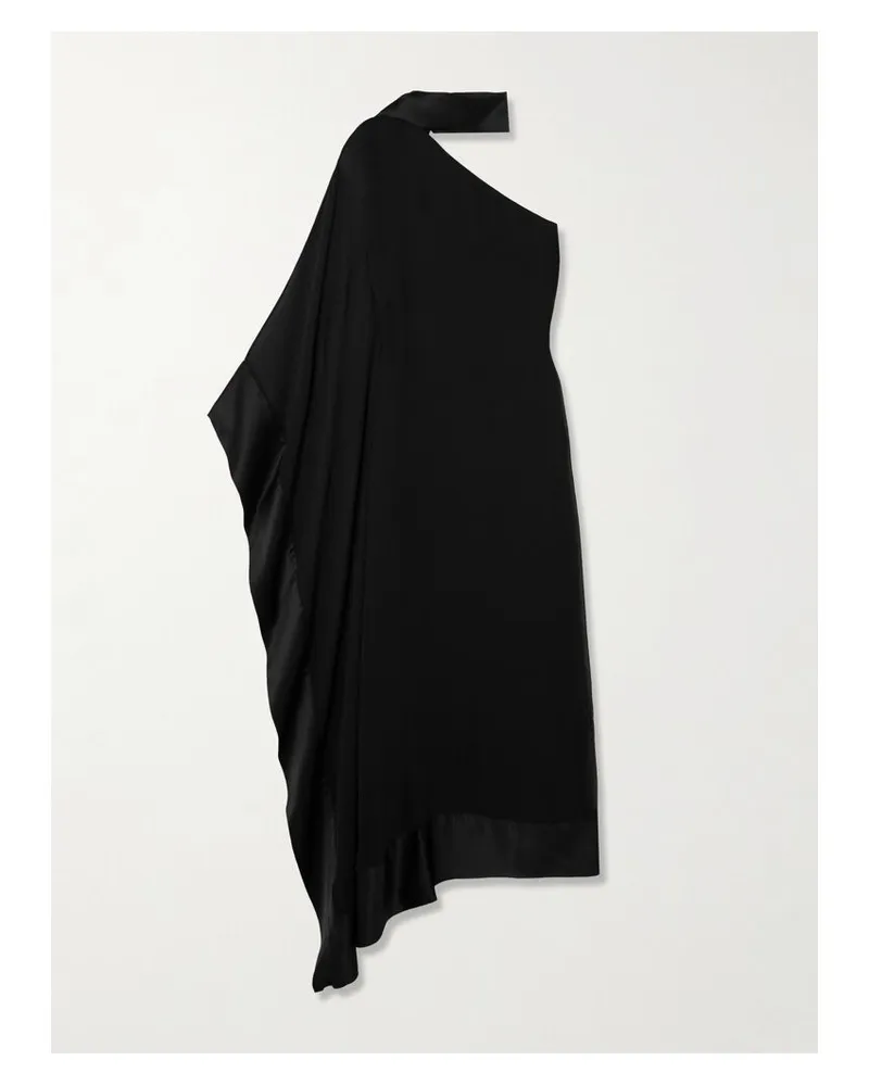 Taller Marmo Betsy Spirito Asymmetrisches Kleid Aus Seidenchiffon Mit Seidensatinbesätzen - Schwarz Schwarz