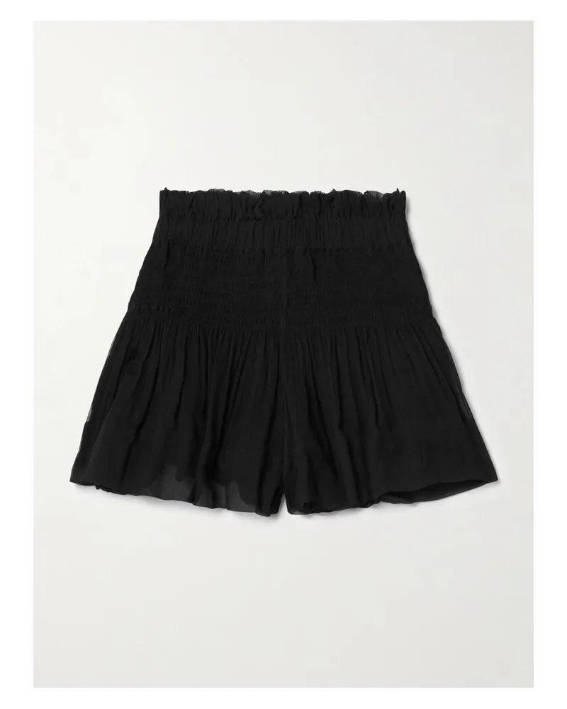 Isabel Marant Maelly Shorts Aus Seidenkrepon Mit Raffungen - Schwarz Schwarz