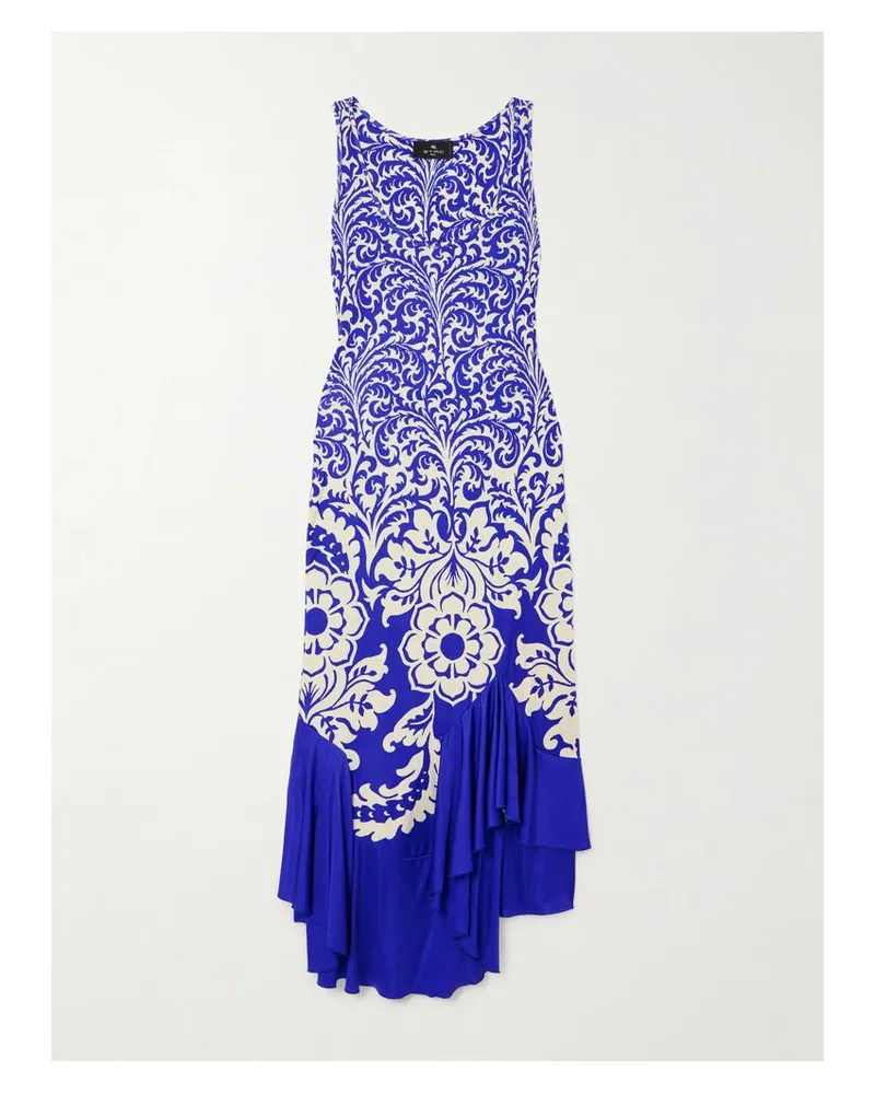 Etro Asymmetrisches Midikleid Aus Bedrucktem Jersey - Blau Blau