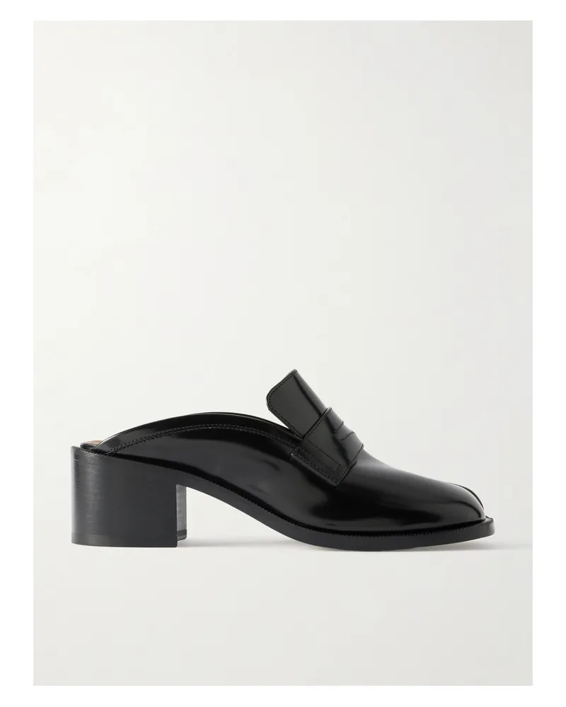 Maison Margiela Tabi City Mules Mit Geteilter Kappe Aus Glanzleder - Schwarz Schwarz