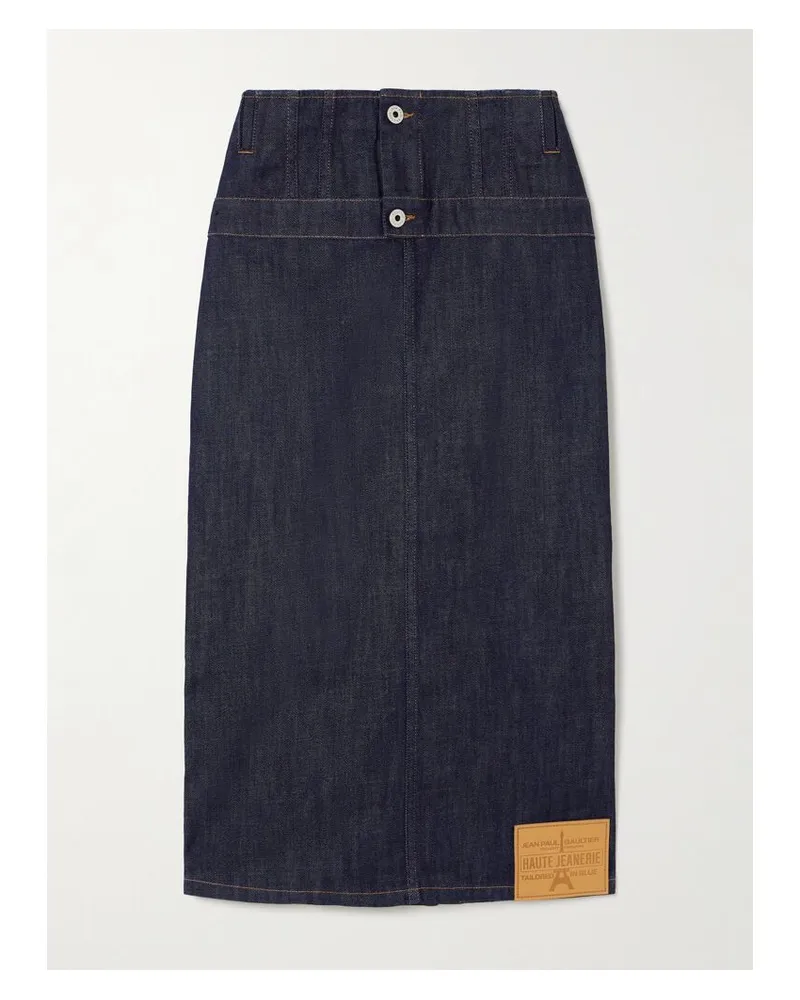 Jean Paul Gaultier Midirock Aus Denim Mit Kontrastnähten - Blau Blau