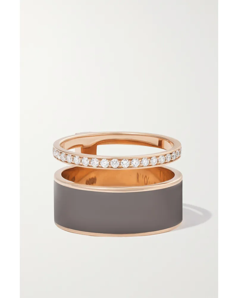 Repossi Berbere 18-karat Rose Gold, Lacquer And Diamond Ring - Brown Brown