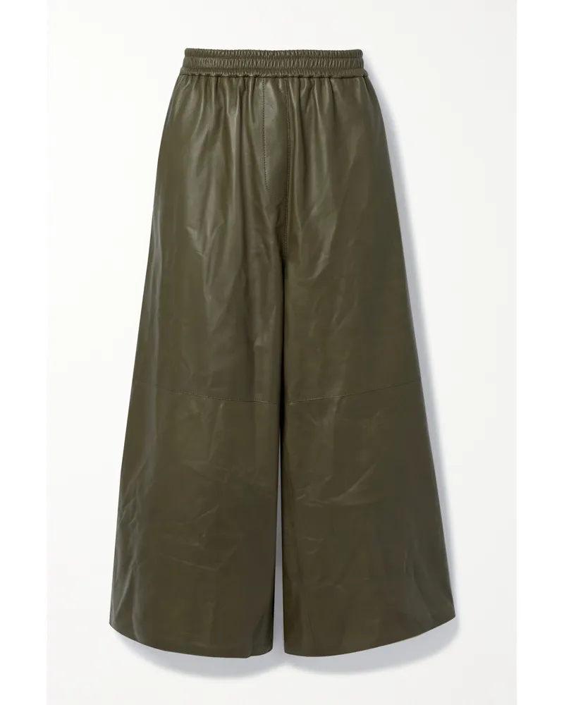 Loewe Verkürzte Lederhose Mit Weitem Bein - Grün Grün