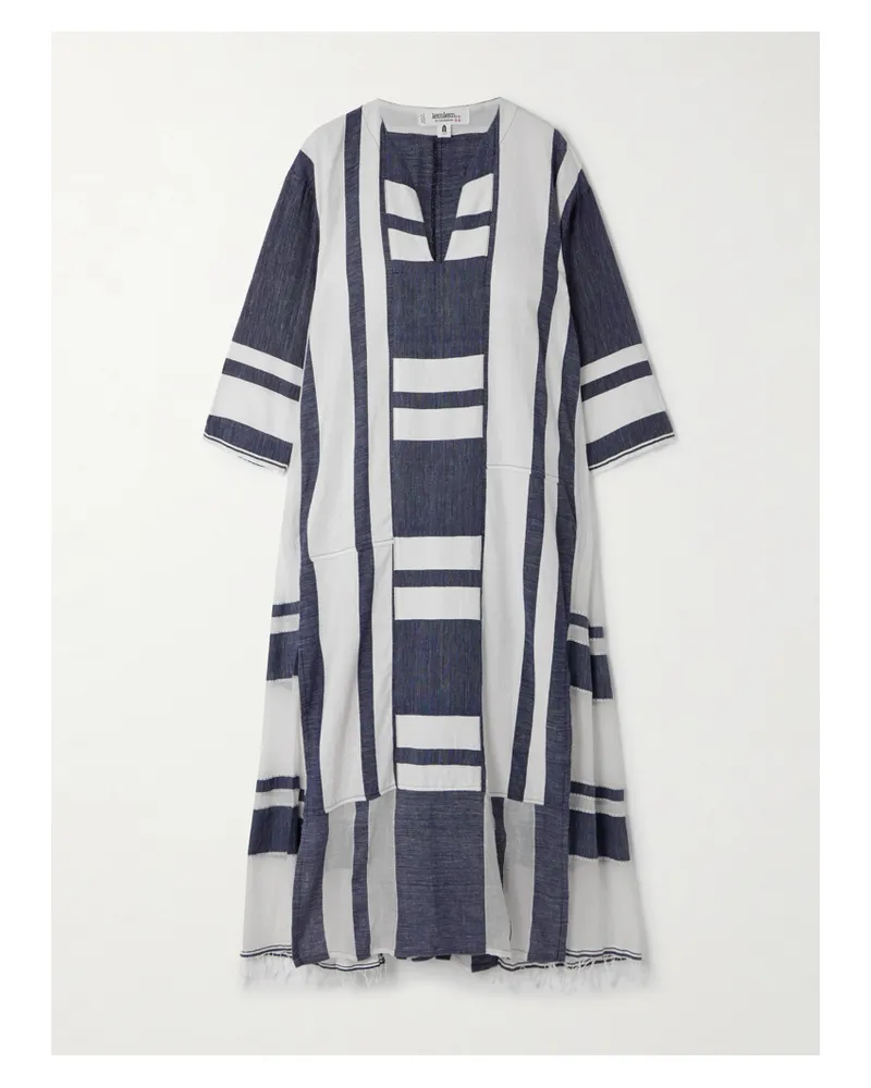 lemlem Fana Kaftan Aus Baumwolle Mit Streifen Und Fransen - Blau Blau
