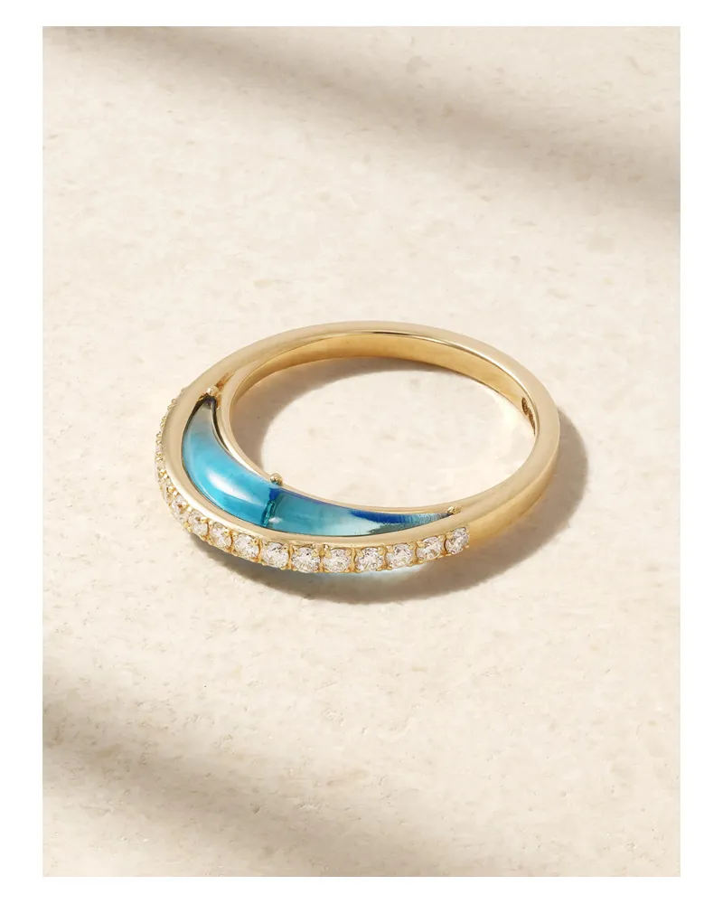 L’Atelier Nawbar Bloop Moon Ring Aus 18 Karat Gold Mit Diamanten Und Emaille Gold