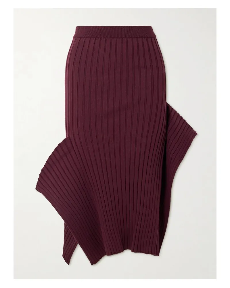 Stella McCartney Asymmetrisches Tanktop Aus Geripptem Biobaumwoll-jersey - Burgunder Burgunder
