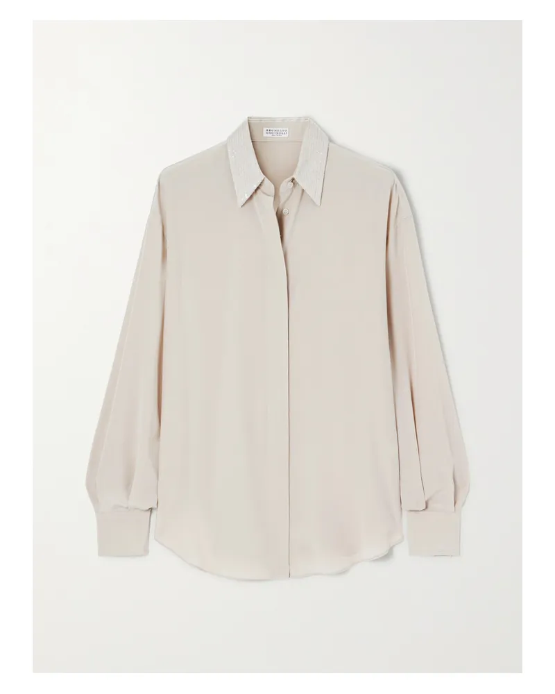 Brunello Cucinelli Hemd Aus Seiden-georgette Mit Pailletten - Neutral Neutral