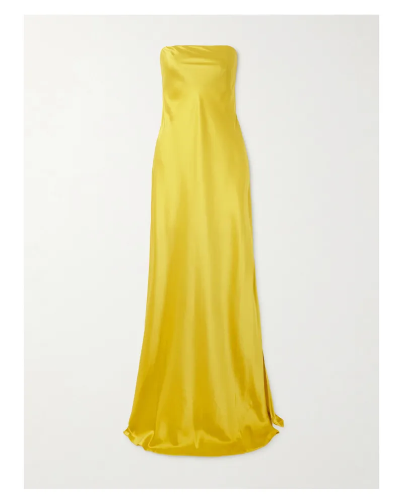 Christopher Esber Filo Trägerloses Maxikleid Aus Seidensatin - Gelb Gelb