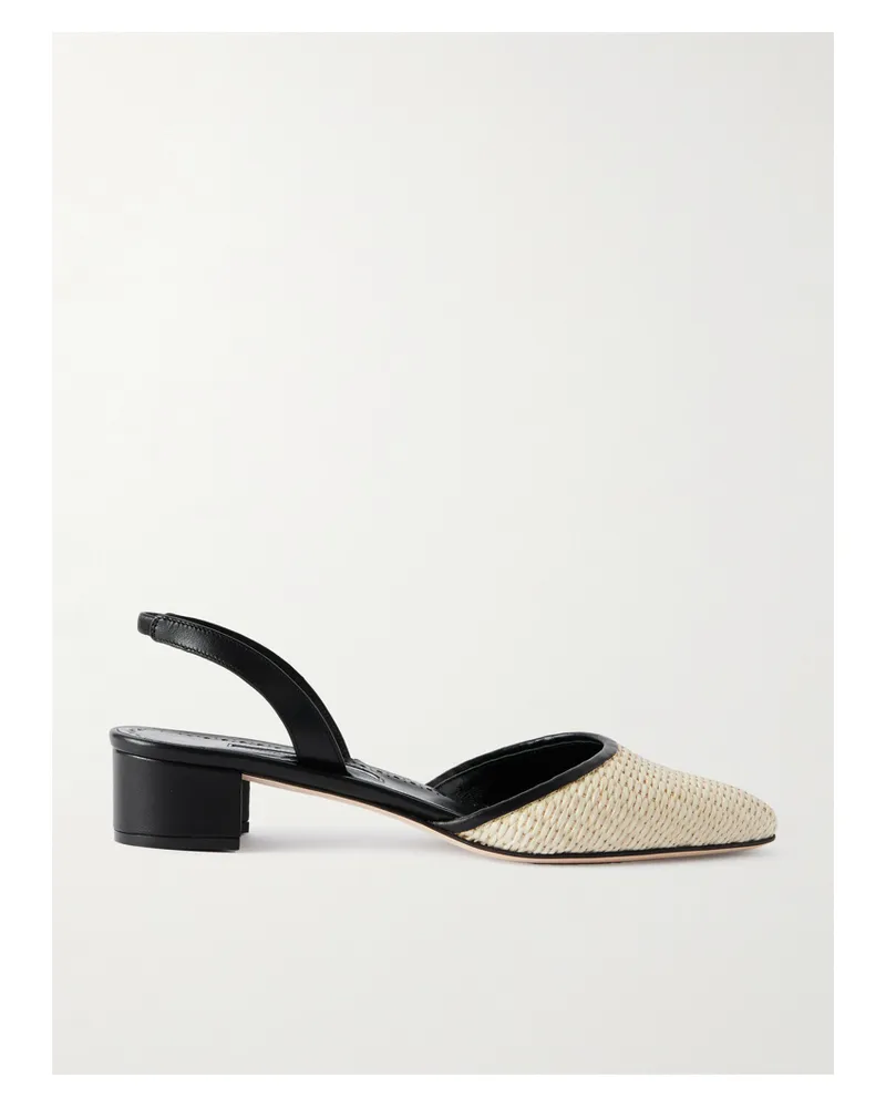 Manolo Blahnik Raffro 30 Slingback-pumps Aus Raffiabast Mit Lederbesätzen - Neutral Neutral