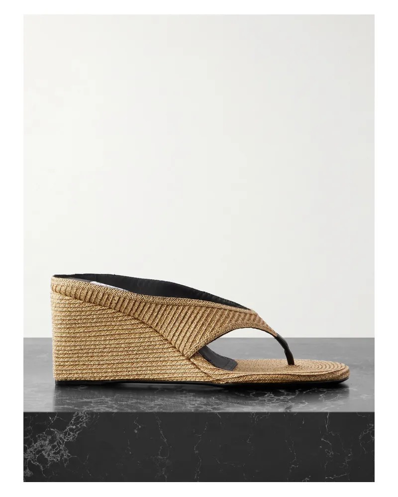 Alaïa Wedges Aus Geflochtenem Raffiabast Mit Lederbesätzen - Neutral Neutral