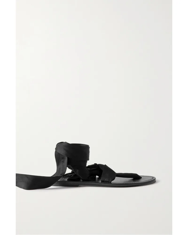 Saint Laurent Zehensandalen aus Glänzendem Jersey Schwarz