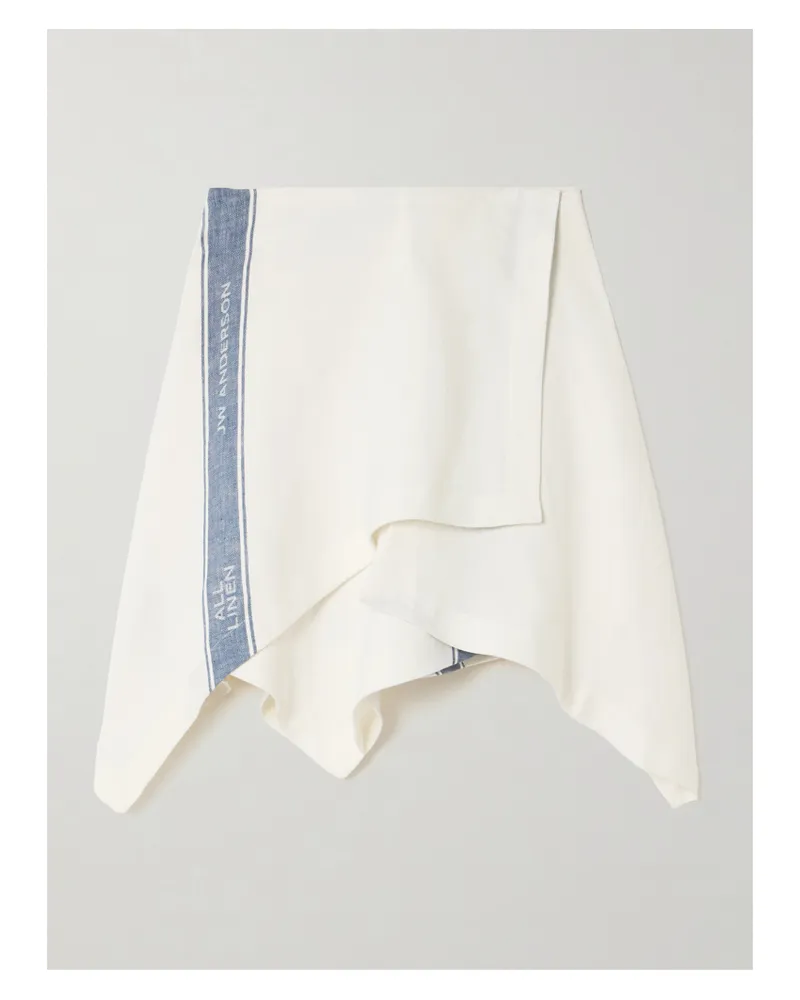 J.W.Anderson Asymmetric Linen-jacquard Mini Wrap-effect Skirt - Off-white Off-white