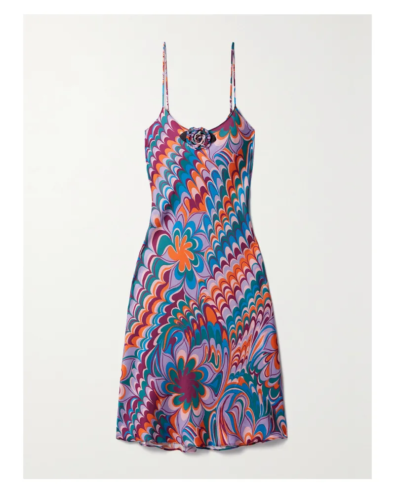 Rodarte Kleid Aus Bedrucktem Webstoff Mit Verzierung - Blau Blau
