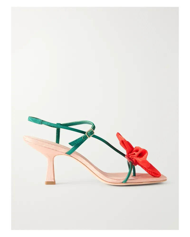 Loeffler Randall Frank Appliquéd Leather-trimmed Grosgrain Slingback Sandals - Red Red
