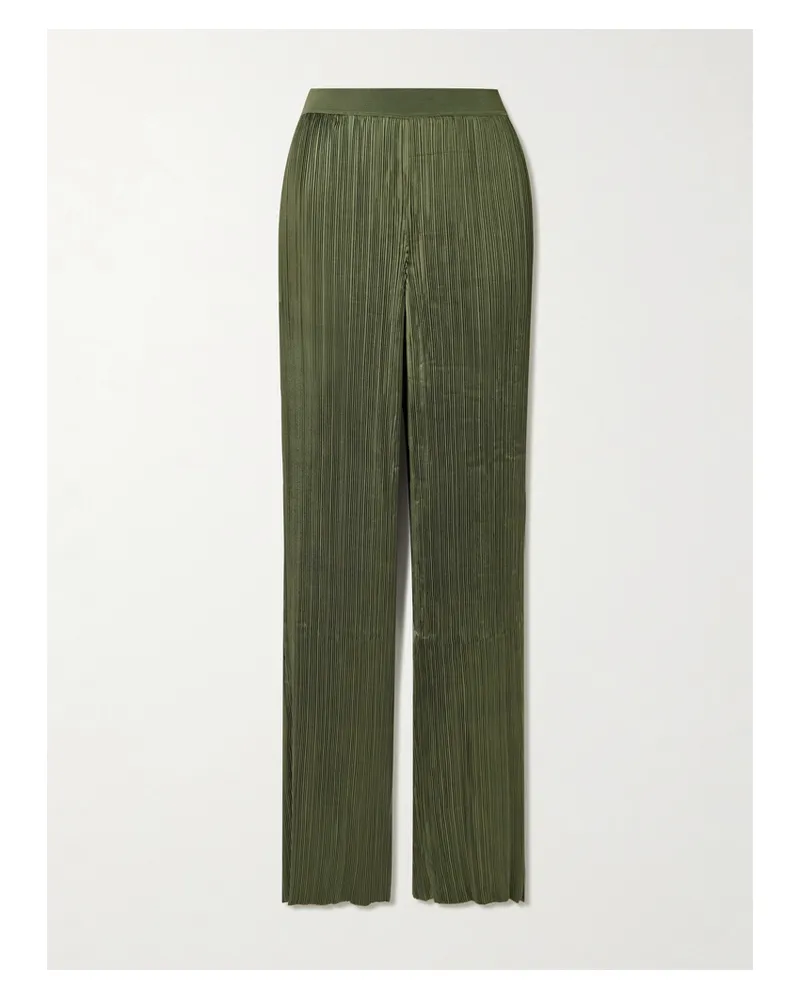 Joseph Amber Hose Mit Weitem Bein Aus Plissiertem Satin - Grün Grün