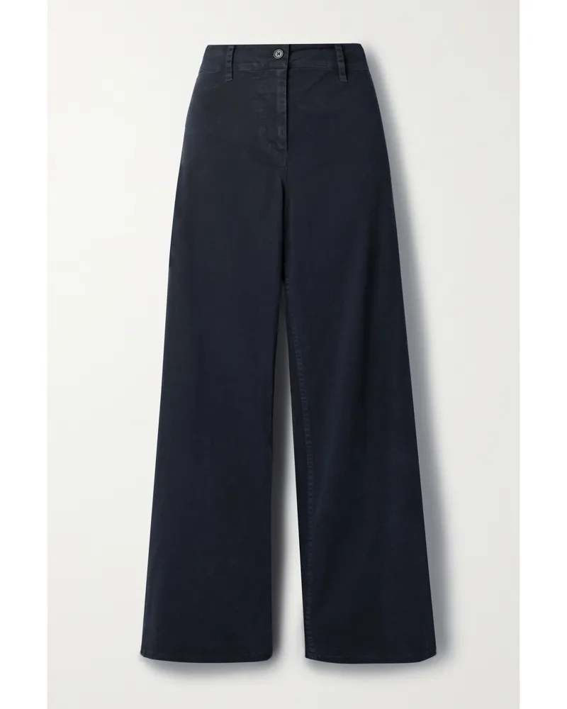 Nili Lotan Megan Cotton-blend Twill Wide-leg Pants - Blue Blue