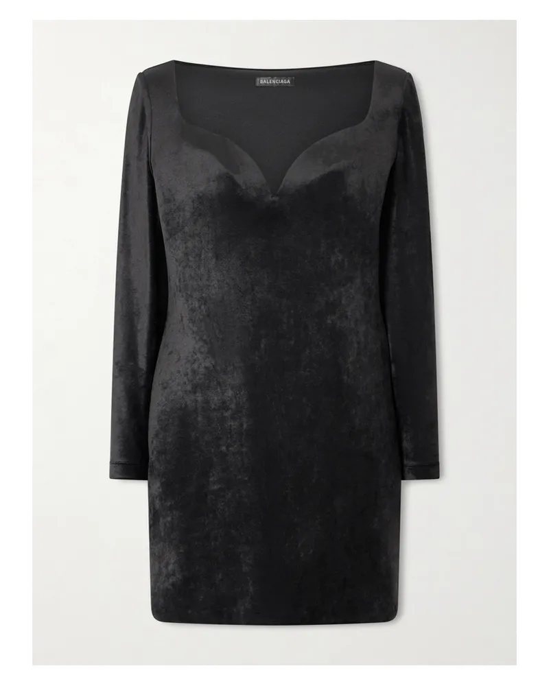 Balenciaga Stretch-velvet Mini Dress - Black Black