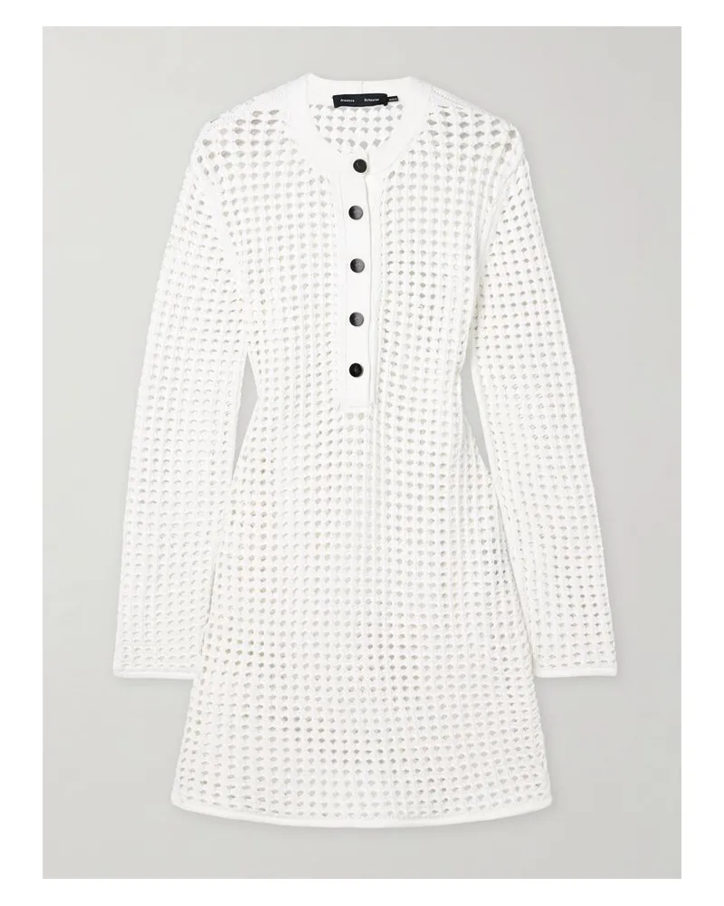 Proenza Schouler Micah Gehäkeltes Minikleid - Wollweiß Wollweiß