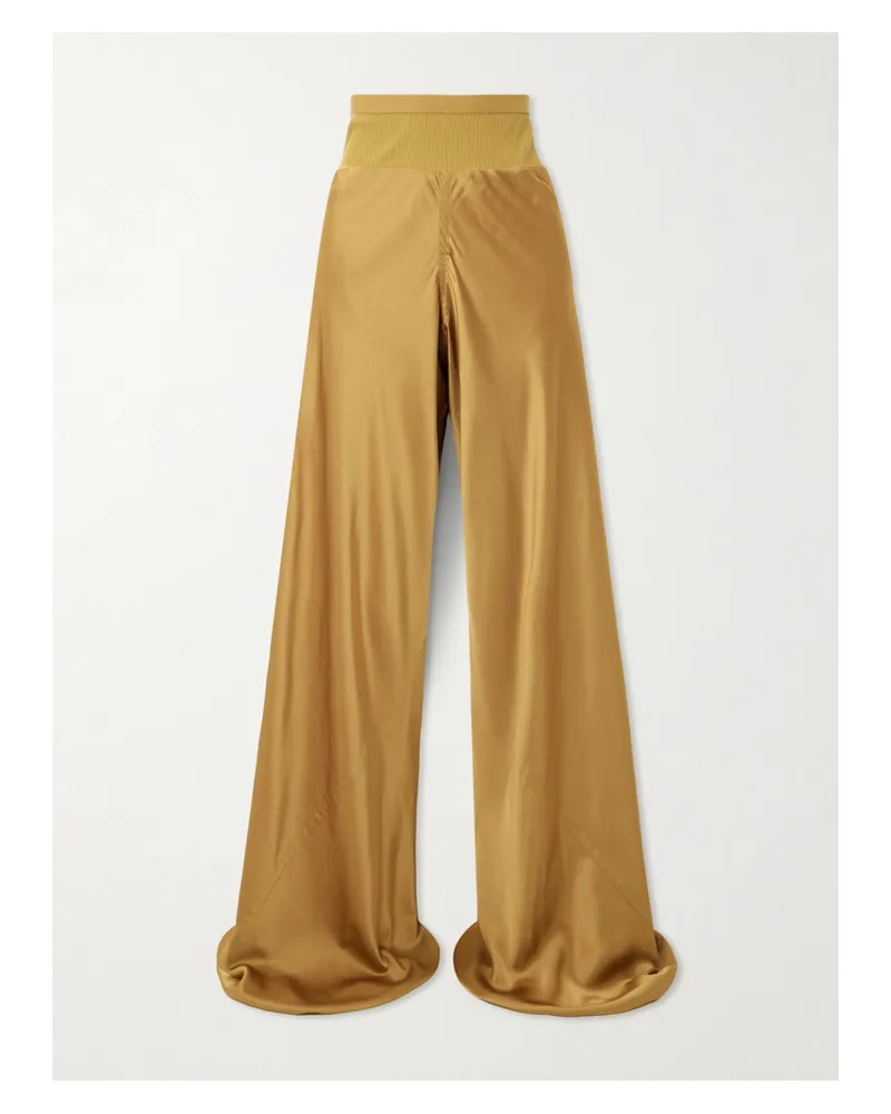 Rick Owens Bias Hose Mit Weitem Bein Aus Satin Mit Rippstrickbesatz - Neutral Neutral