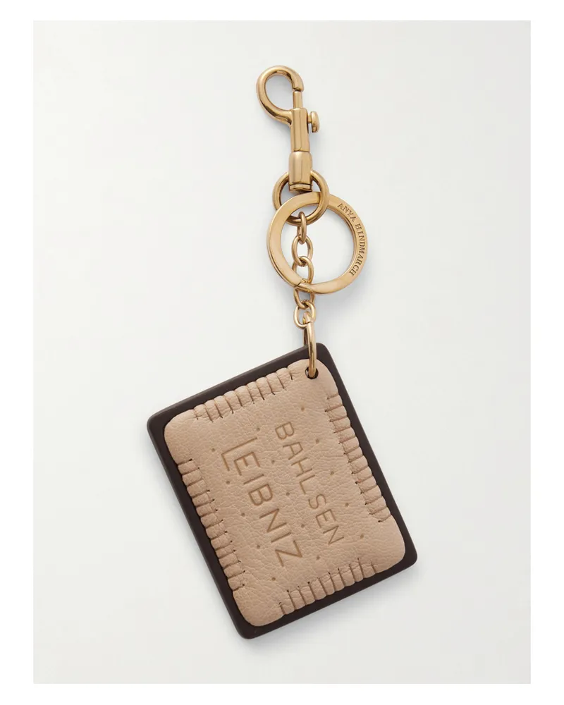 Anya Hindmarch Schlüsselanhänger Aus Leder Mit Goldfarbenen Details - Braun Braun