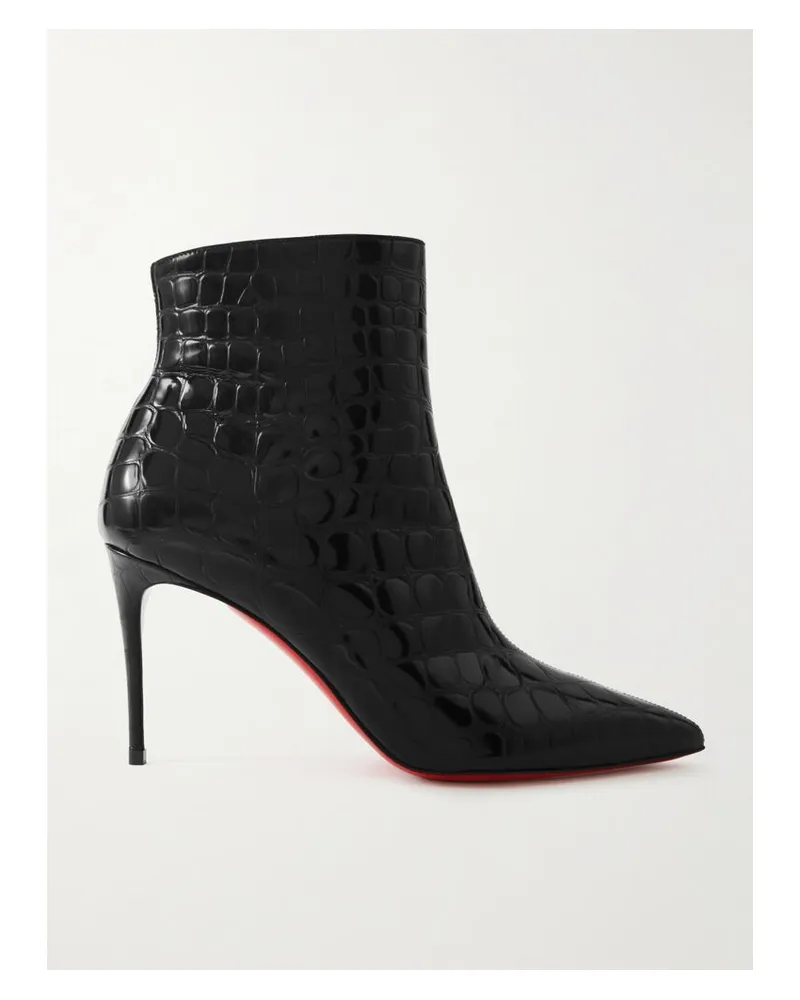 Christian Louboutin So Kate Ankle Boots Aus Lackleder Mit Krokodileffekt - Schwarz Schwarz