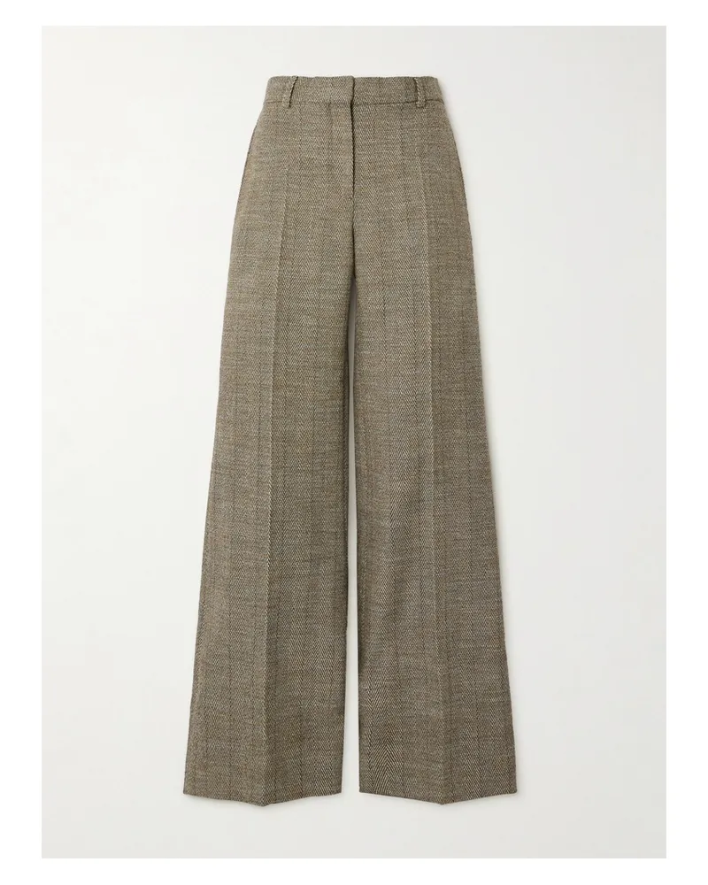 Stella McCartney Hose Mit Weitem Bein Aus Einer Wollmischung Mit Fischgratmuster - Neutral Neutral