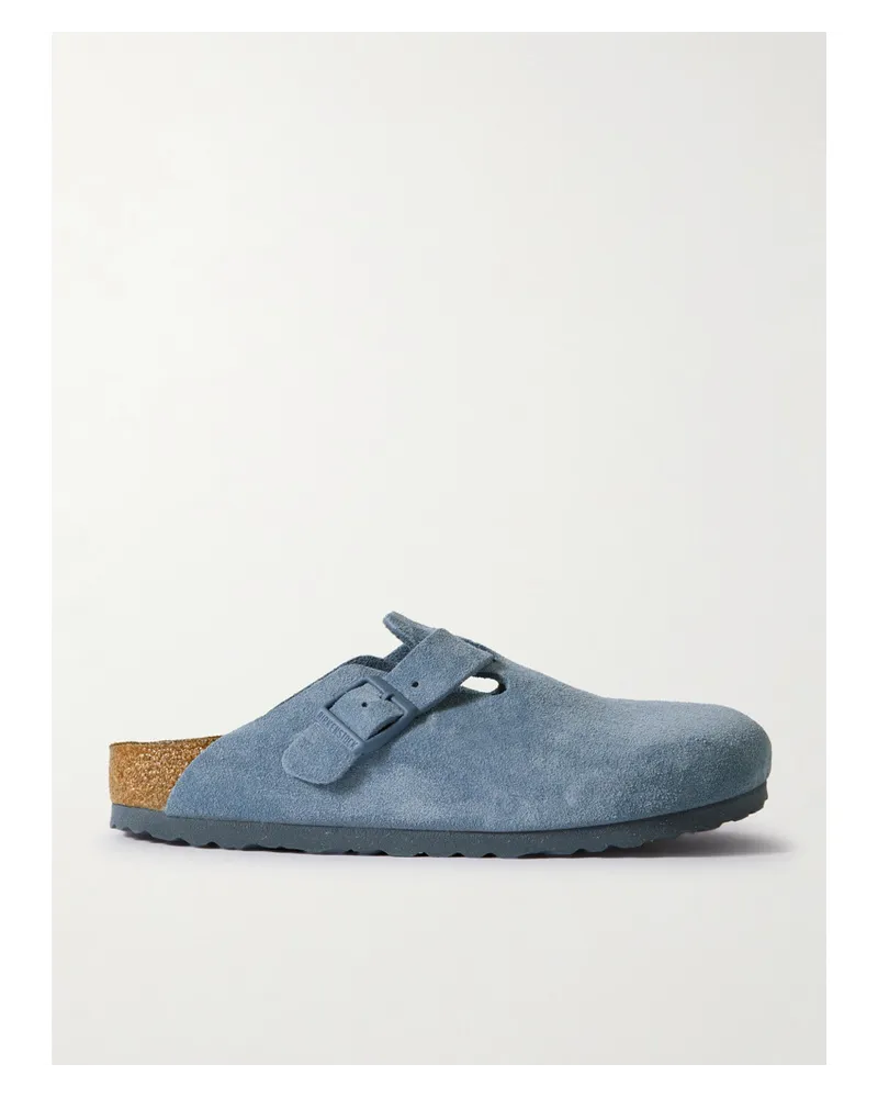 Birkenstock Boston Clogs aus Veloursleder Blau