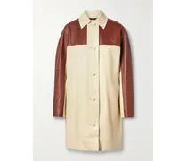 Zweifarbige Oversized-jacke Aus Leder - Braun