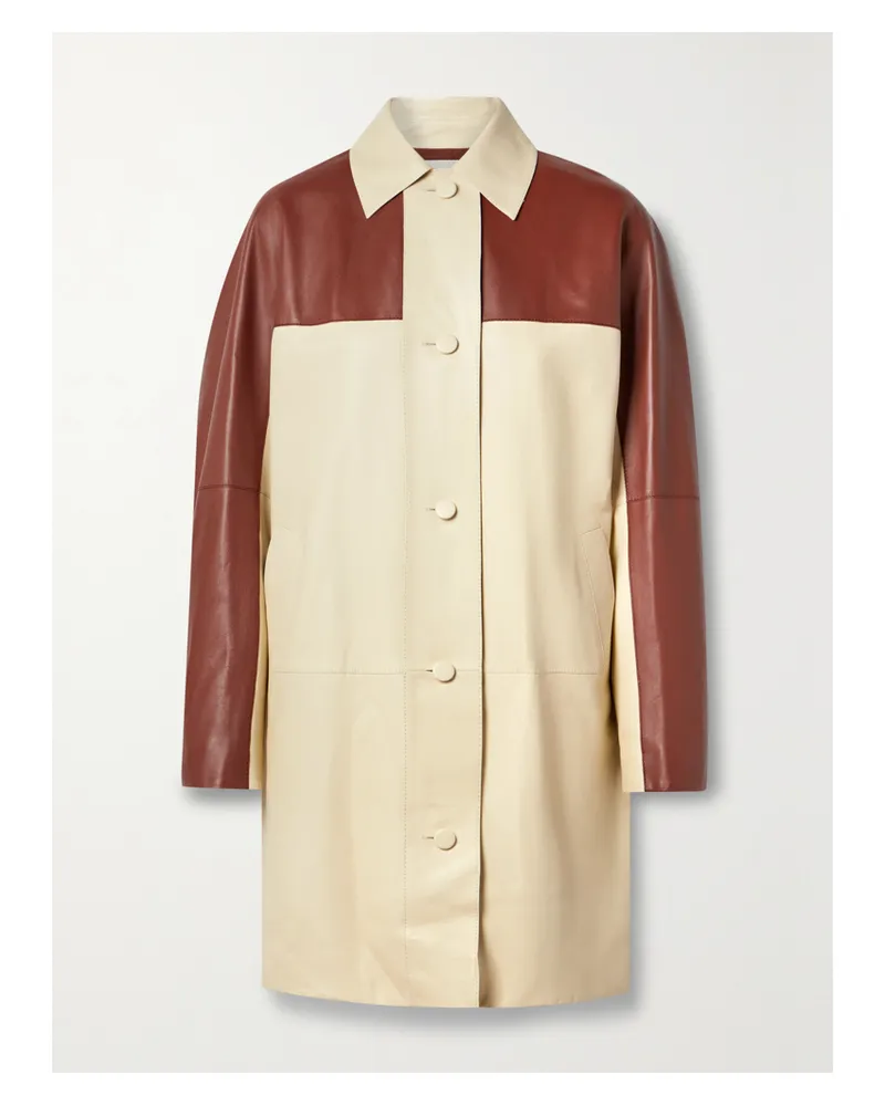 Lafayette148 Zweifarbige Oversized-jacke Aus Leder - Braun Braun