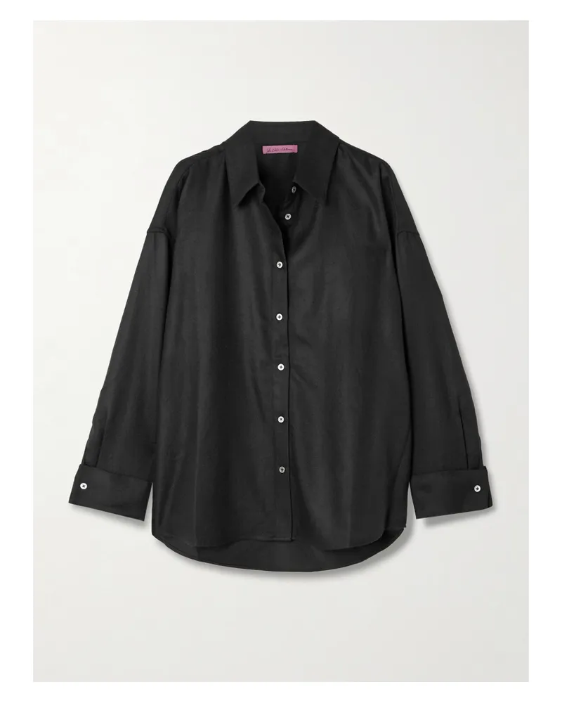 The Elder Statesman Hemd Aus Einer Gebürsteten Woll-kaschmirmischung - Schwarz Schwarz