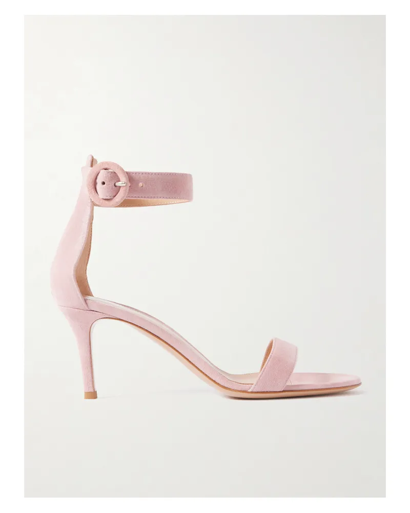 Gianvito Rossi Portofino 70 Sandalen Aus Veloursleder - Pink Pink
