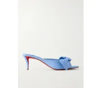 Mulazee Bow-embellished Crepe De Chine Mules - Blue