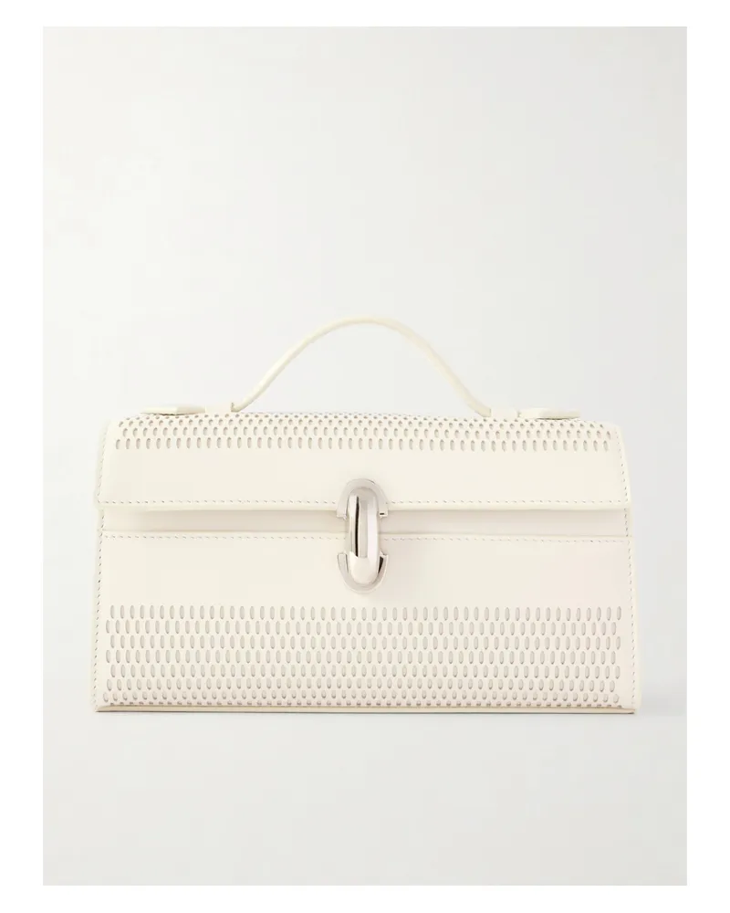 SAVETTE Symmetry Laser-cut Leather Clutch - White White