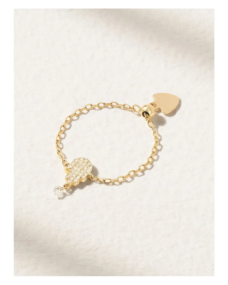 PERSEE Hand Of Fatima Ring Aus 18 Karat Gold Mit Diamanten Gold