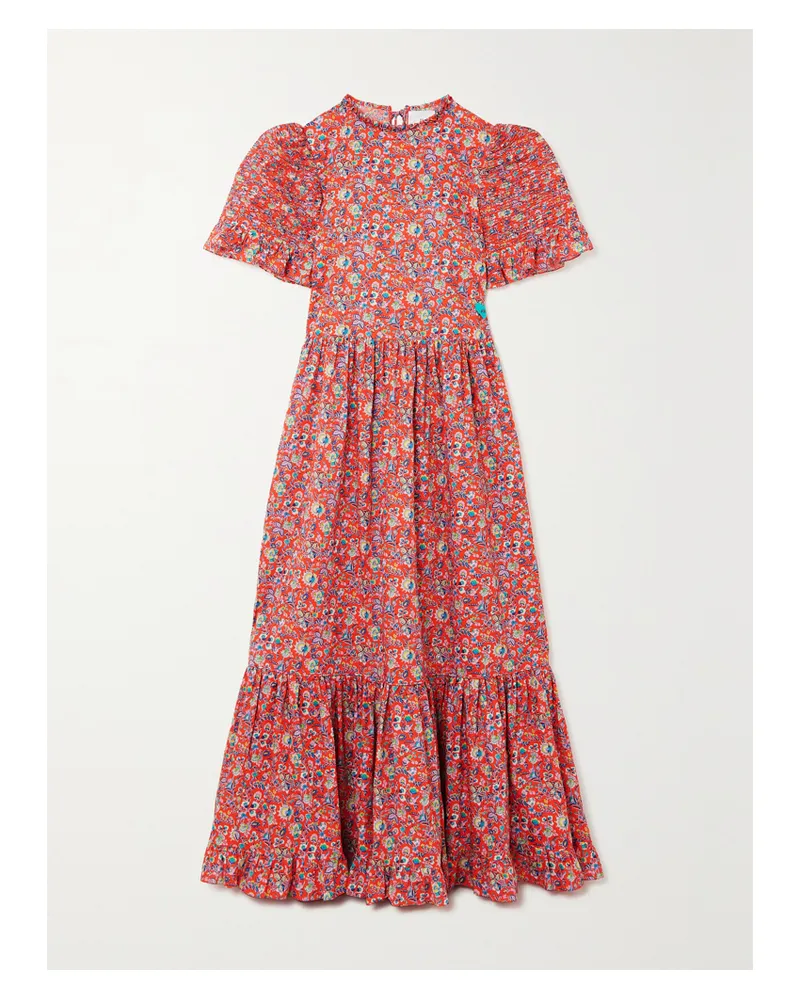 HORROR VACUI Pari Maxikleid Aus Baumwolle Mit Blumenprint Und Rüschen - Pink Pink