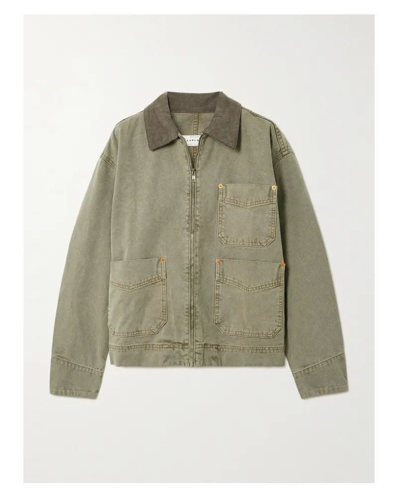 SLVRLAKE Casey Jacke Aus Baumwoll-canvas Mit Cordbesatz - Grün Grün