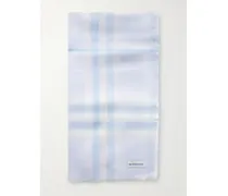 Frayed Checked Wool Scarf - Blue