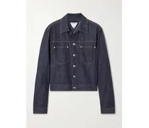 Jeansjacke Aus Bio-denim Mit Applikation Aus Veloursleder - Blau