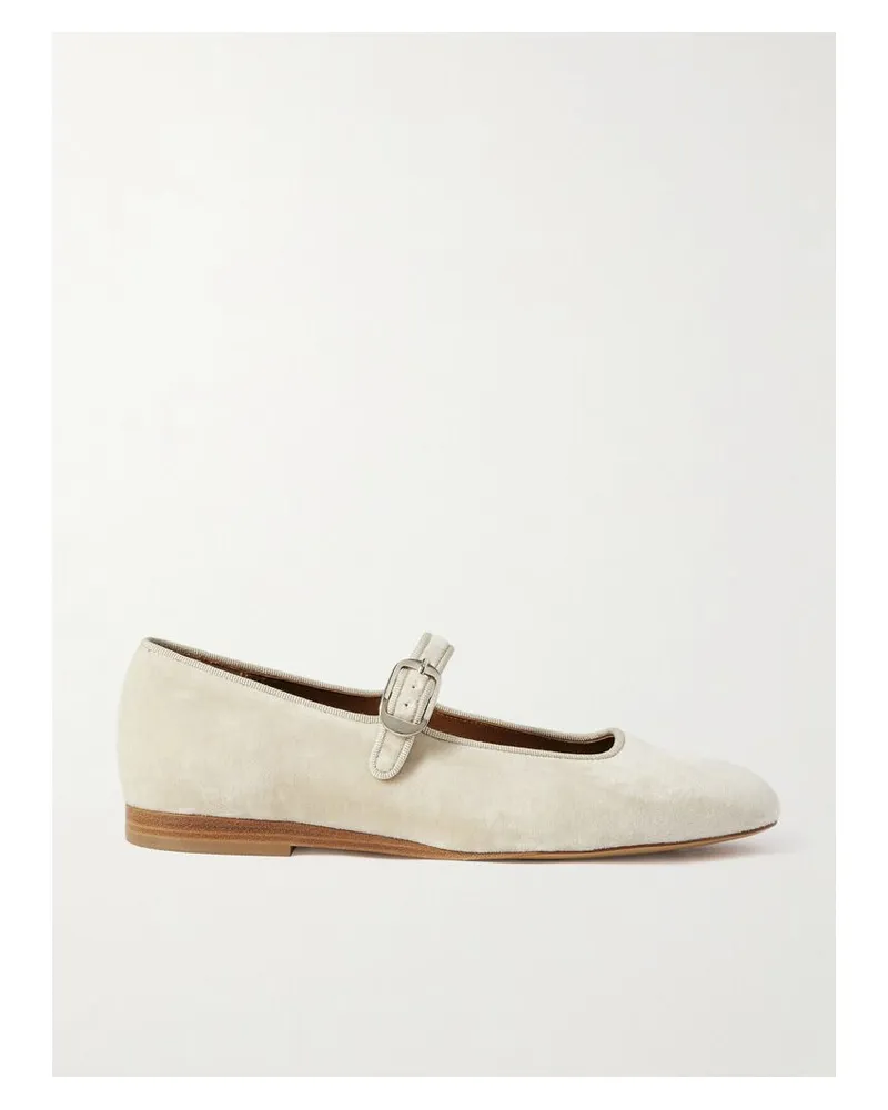 Le Monde Béryl Mary-jane-ballerinas Aus Samt Mit Ripsbandbesätzen - Weiß Weiß