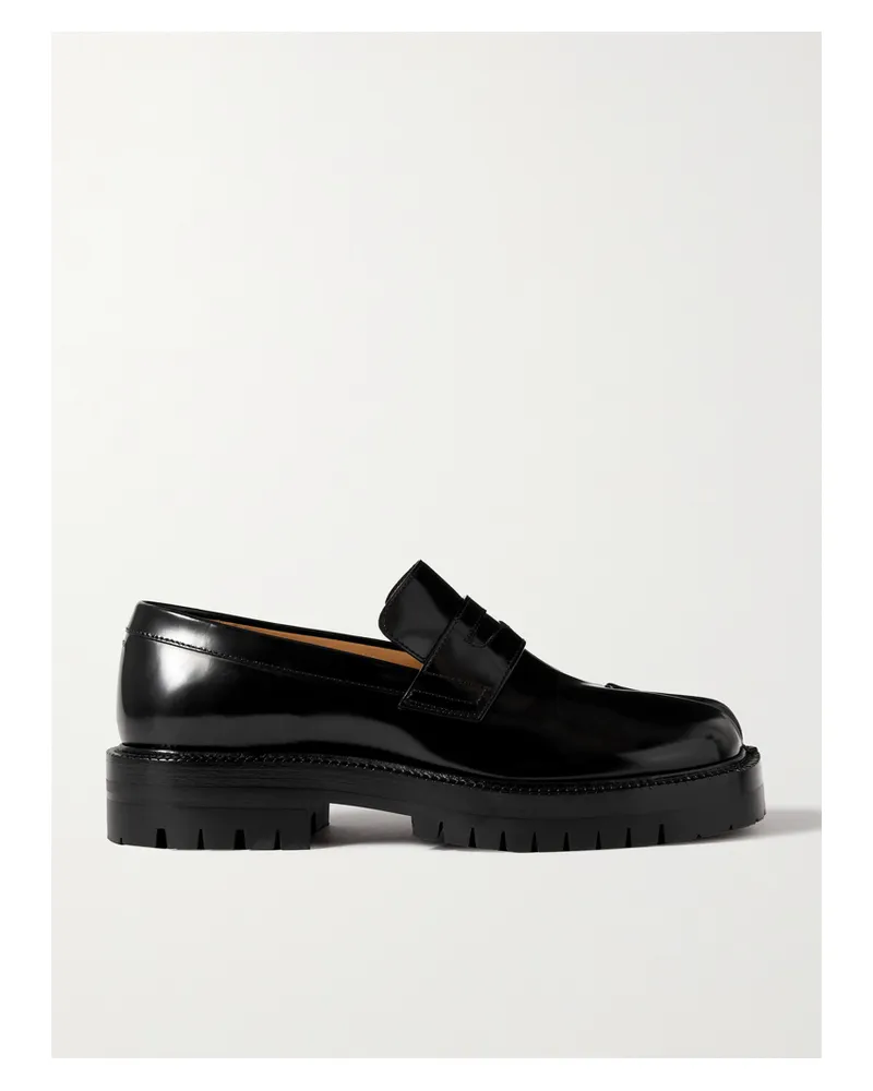 Maison Margiela Tabi Split-toe Glossed-leather Loafers - Black Black