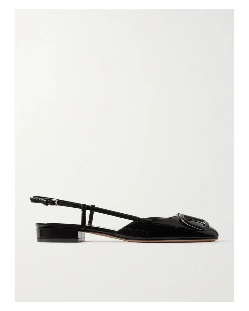 Valentino Garavani Vlogo Flache Slingback-schuhe Aus Lackleder - Schwarz Schwarz