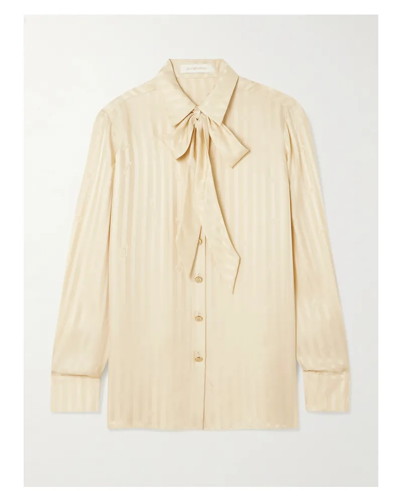 Zimmermann Luna Schluppenbluse Aus Seiden-jacquard - Creme Creme