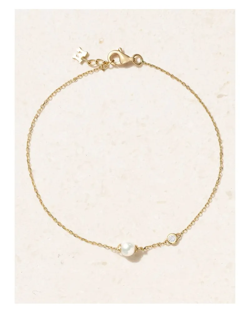MATEO Armband Aus 14 Karat Gold Mit Perle Und Diamant Gold