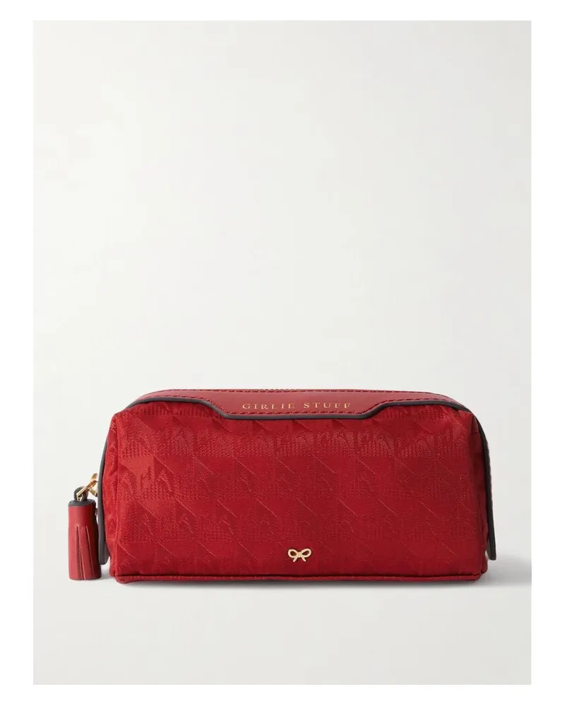 Anya Hindmarch Girlie Stuff Kosmetiktasche Aus Recyceltem Jacquard Mit Lederbesätzen - Rot Rot