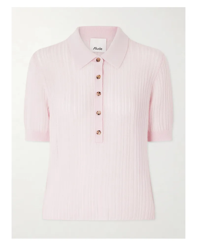 ALLUDE Polohemd Aus Kaschmir In Rippstrick - Pink Pink